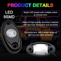 PEL RGB 9W 9LED LED Kit Underglow Car Light Multicolore 2 "Rock Lights pour Camions Atv SUV Moto Professionnel Étanche
