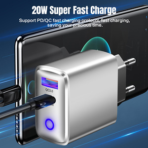 Nuovo arrivo Logo personalizzato US 20W <span class=keywords><strong>tipo</strong></span> <span class=keywords><strong>C</strong></span> caricabatterie da parete per telefono cellulare USB + PD caricabatterie per <span class=keywords><strong>Iphone</strong></span> - Product Image 6