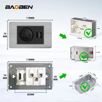 BAOBEN Prise murale grise en acier inoxydable noir, norme israélienne, avec charge rapide USB Type C, interrupteur d'éclairage, TV satellite, Tel, CAT5, CAT6