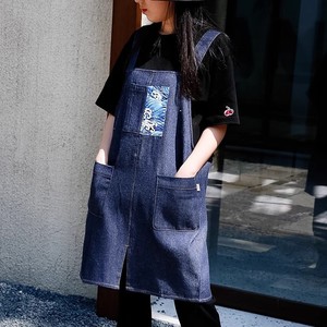 Denim Apron With Wave Print For Coffee Tea Shops Home Kitchen Use Stain Resistant Durable Cover Up - Product Image 3