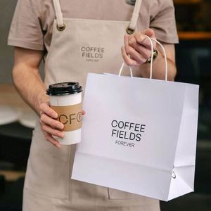 High Quality Hot Selling Coffee Paper <b>Bags</b> Handles Kraft Food Grade Offset Printing Recyclable Salad Sushi Shopping <b>Bags</b> - Product Image 2