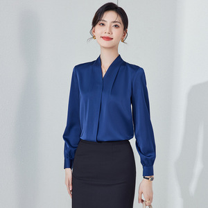 Women's Chiffon Long Sleeve Blouse White Elegant Work Shirt Professional Office Wear Formal Interview Top - Product Image 3