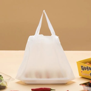 Bolsas de plástico para llevar con cordón inferior redondo Prohibiciones de entrega de alimentos personalizadas Base estable - Product Image 2