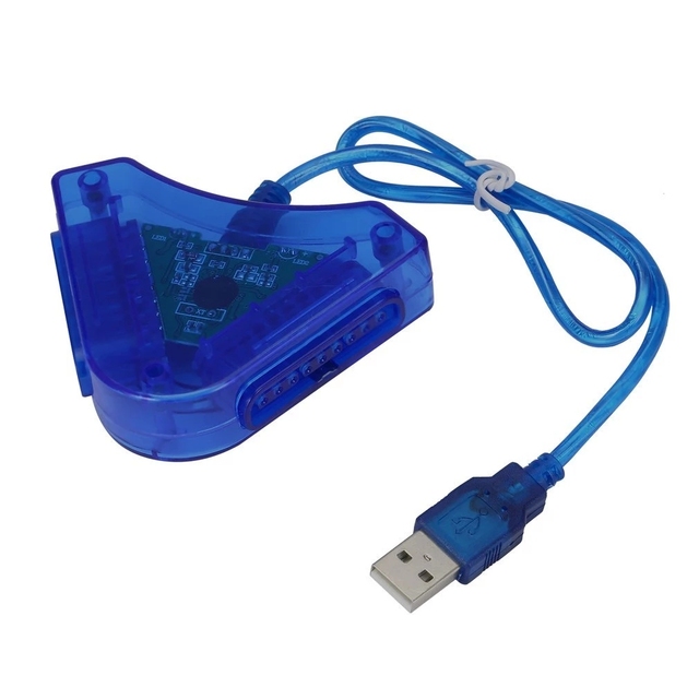 Game USB Dual Player Converter Adapter Cable for PS2 Attractive Dual Playstation 2 PC USB Game Controller With CD Driver