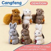 Vente en gros d'usine OEM ODM : Porte-clés en peluche réaliste (écureuil et lapin), pendentif animal en peluche doux pour cadeau d'enfant et anti-stress
