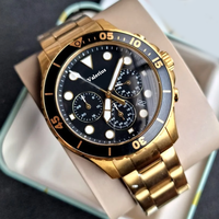 Montre chronographe à quartz pour homme, lunette rotative, bracelet en acier inoxydable, aiguilles lumineuses, fenêtre de date, style sport plongeur