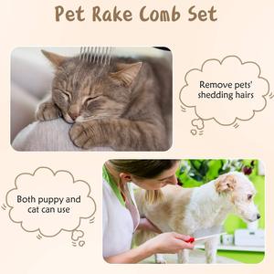 Set di 4 pezzi pettine in acciaio <span class=keywords><strong>per</strong></span> animali domestici <span class=keywords><strong>per</strong></span> la toelettatura di cani e gatti <span class=keywords><strong>spazzola</strong></span> <span class=keywords><strong>per</strong></span> barboncini e rastrello <span class=keywords><strong>per</strong></span> la pulizia - Product Image 6