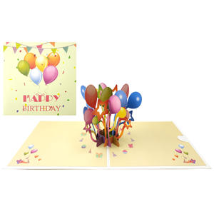 Carte de vœux créative 3D en forme de ballon coloré, faite à la main, pour <span class=keywords><strong>anniversaire</strong></span> et fête des enfants, mignonne, <span class=keywords><strong>joyeux</strong></span> <span class=keywords><strong>anniversaire</strong></span> - Product Image 2