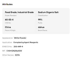 EDTA ไดโซเดียมซอลต์ 2Na 99% เกรดอาหาร สารเชลลีตสำหรับอุตสาหกรรมผลิตผงซักฟอก - Product Image 6