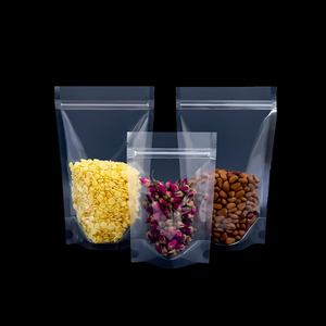 Herbruikbare transparante plastic verpakkingen met ritssluiting, platte bodem en staande uitvoering voor snacks en noten - Product Image 2