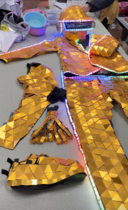Costume de scène <span class=keywords><strong>punk</strong></span> doré personnalisé Efun, miroir acrylique, spectacle de performance, fête d'<span class=keywords><strong>Halloween</strong></span>, cosplay - Product Image 6