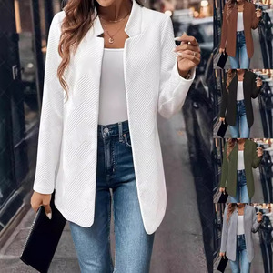 <span class=keywords><strong>Blazer</strong></span> en tweed pour femme TP20, veste à col cranté, cardigan entièrement doublé, décontracté, tendance, élégant, pour le travail et le bureau - Product Image 2