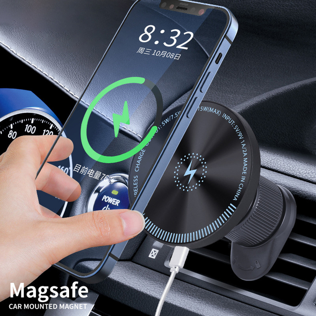 15W Fast Charging Magnetic Car Center Control Phone Bracket Phone Holder for iPhone Air Outlet Bracket