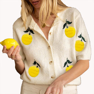 Pull cardigan en tricot décontracté à manches courtes, style doux, nouvelle arrivée printemps-été pour femmes, personnalisable - Product Image 4