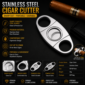 Cortador de Cigarros de Acero Inoxidable al por Mayor, Diámetro de Corte de 21 mm |   Cuchilla de Bolsillo Doble Guillotina Sharp, a Granel, YunAng OEM - Product Image 1