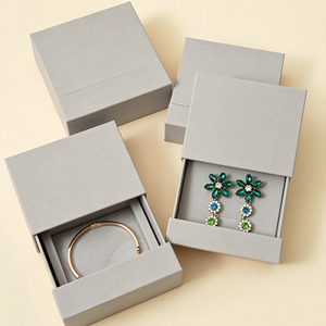 Boîte d'emballage de bijoux de luxe personnalisable avec logo, tiroir coulissant en papier pour collier, pendentif, bracelet et bague - Product Image 2