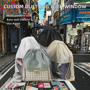 ถุงผ้ากำมะหยี่พิมพ์โลโก้ตามสั่ง ถุงผ้าฝ้ายรักษ์โลกแบบมีเชือกผูก สำหรับใส่เสื้อผ้า กระเป๋าถือ ของขวัญส่งเสริมการขายสุดหรู - Product Image 2