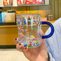 Nouveau à la mode lune coeur verre tasse Ins filles bureau café lait tasses verre avec poignée tasse en gros