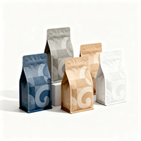 Sacs d'emballage pour café jetables personnalisés avec logo imprimé, en PE, à fond plat, pour poudre de café, vente en gros