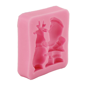 Moule en silicone 3D rectangulaire populaire, texture fine, motif père Noël et rennes, pour décoration de gâteaux et fondants DIY - Product Image 4