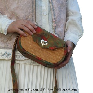 Chinese Style Bamboo Woven Crossbody Bag Single Shoulder Strap <b>Portable</b> With <b>Lock</b> Decoration Women's Chest Bag - Product Image 4