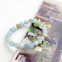 Bracelet extensible en perles rondes de pierres précieuses d'aquamarine naturelle multicolore de 8 mm pour femmes