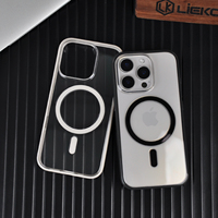 Coque de téléphone magnétique officielle anti-jaunissement et antichoc en TPU PC transparent pour iPhone 16 17 18 Pro Max, design de bouton tactile du même style