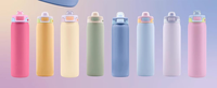 Nouvelle conception, bouteille d'eau de sport en acier inoxydable à double paroi isolée sous vide avec couvercle à bouche large et verrouillage, graduée