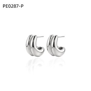 Pendientes de tuerca de aleación de zinc Amy Amy Trendy, diseño geométrico chapado en rodio para mujer, regalo PE0287 - Product Image 1