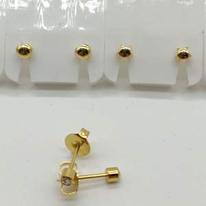 ตุ้มหูแบบเจาะรูกลมต่างหูเม็ดเดี่ยวที่ผ่านการรับรองแล้วสีทองสีเงินC529 - Product Image 6