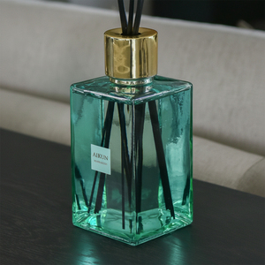 Aikun Green Square Glass Bottled Home Fragrance Reed <b>Diffuser</b> Set for Bathroom Bedroom Hotel Suite Custom Gift Packaging Supply - Product Image 2