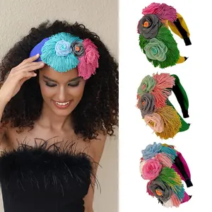 Yeni etnik stilleri çiçek Hairband kadınlar el yapımı geniş kenarlı saç çemberler kadınlar için Bohemian nakış çiçek kafa bandı