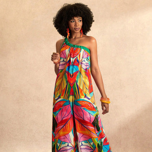 Mono informal bohemio de punto con estampado floral para mujer, sin mangas, asimétrico, largo, holgado, para primavera, verano y playa - Product Image 4