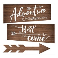 Décoration murale en bois Art Déco pour la remise des diplômes - « L'aventure vous attend » - Décoration de fête et de maison