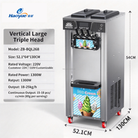 BQL268 1300W 10L 18-25L/heure, équipement vertical pour crème glacée molle, réservoirs en acier inoxydable de qualité alimentaire, couvercles indépendants