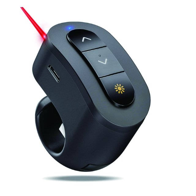 2.4G + BT Finger Wireless Presenter Black Red Laser PPT PowerPoint Clicker Recharging Battery Meeting Training Conference
