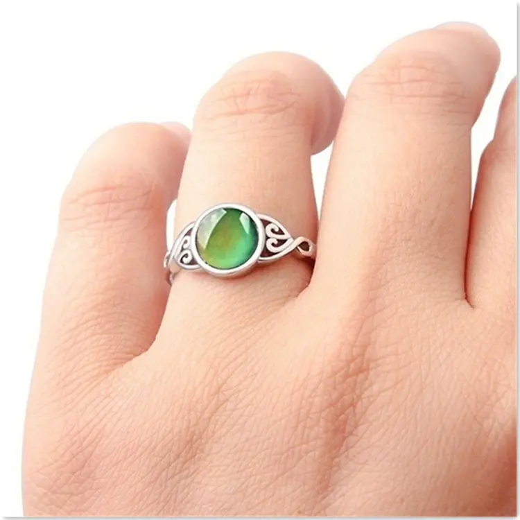 Mood Rings Bulk Fashion Jewelry Women Men Plated Silver Color Changing Korean Wedding Finger Ring Band For Girls 1