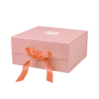 Boîte pliante magnétique en carton rose personnalisée, boîte à bijoux pliable de luxe, emballages magnétiques