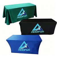 Couverture de table drapée personnalisée pour salon professionnel de nappe de 4ft/6ft/8ft avec bannière publicitaire imprimée de logo en couleur