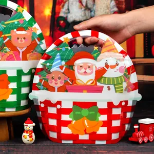 크리스마스 선물 특별한 과일 모양 가방 사탕 가방 새로운 디자인 과자 포장 손잡이 산타 클로스 비스킷 플라스틱 포장 가방