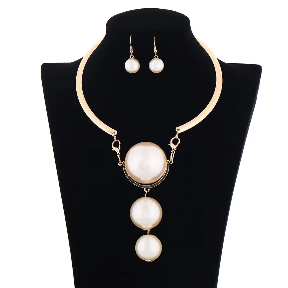 XD176642 Bán Buôn Thời Trang Trang Sức Set Đối Với Phụ Nữ Ngọc Trai Choker Necklace Và Earrings Set