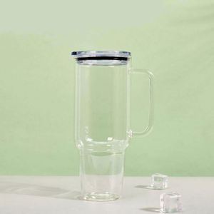 16oz Pint Glass Sublimation Snow Globe <b>Mug</b> Clear Double Wall Pre-drill PP Lid Straw Modern Beverage Tumbler for Business Gifts - Product Image 3