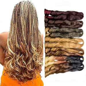 Tresses françaises 24 pouces, <span class=keywords><strong>boucles</strong></span> françaises, tresses au crochet, extensions de cheveux synthétiques pré-étirées, mèches, tresses - Product Image 1