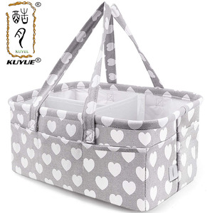 KUYUE Canvas Portable Newborn <strong>Gift</strong> <strong>Basket</strong>, <strong>Baby</strong> Bottle Diaper Storage <strong>Basket</strong> Organizer - Product Image 1