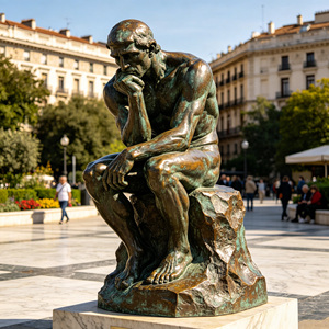 Statue du Penseur en <span class=keywords><strong>bronze</strong></span> grandeur nature, sculpture célèbre <span class=keywords><strong>de</strong></span> <span class=keywords><strong>Rodin</strong></span>, pour la décoration artistique des jardins et des campus en extérieur, fabrication sur mesure en usine - Product Image 4