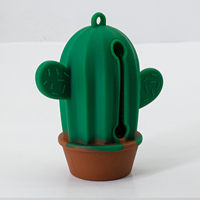 Forme de Cactus Logo Personnalisé Durable Silicone Chien Merde Sac Emballage Conteneur Distributeur Portable Sac Poubelle Pour Animaux De Compagnie