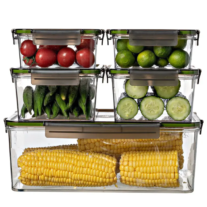 नई रेफ्रिजरेटर खाद्य भंडारण कंटेनर Lids के साथ अलग सब्जी फल ताजा बॉक्स रसोई भंडारण बॉक्स सील टैंक प्लास्टिक