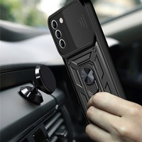 Coque de Téléphone en TPU+PC Antichoc avec Cache Caméra Coulissant Personnalisé, Armure Protectrice pour Samsung Galaxy, avec Anneau Magnétique