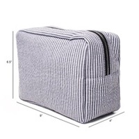 Sac de toilette en toile rayée avec logo brodé personnalisé Qetesh, grande capacité pour femmes, trousse de maquillage de voyage, étui de toilette personnalisé
