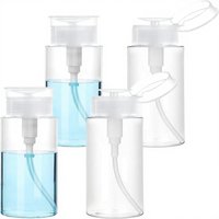 Distributeur de pompe à pression en plastique 3,4 oz/100 ml Bouteilles transparentes vides (lot de 4) pour l'alcool, l'acétone, le dissolvant à ongles et le toner